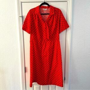 Lady Blair Red damask Vintage Womens Dress Size Medium Midi knee short sleeve